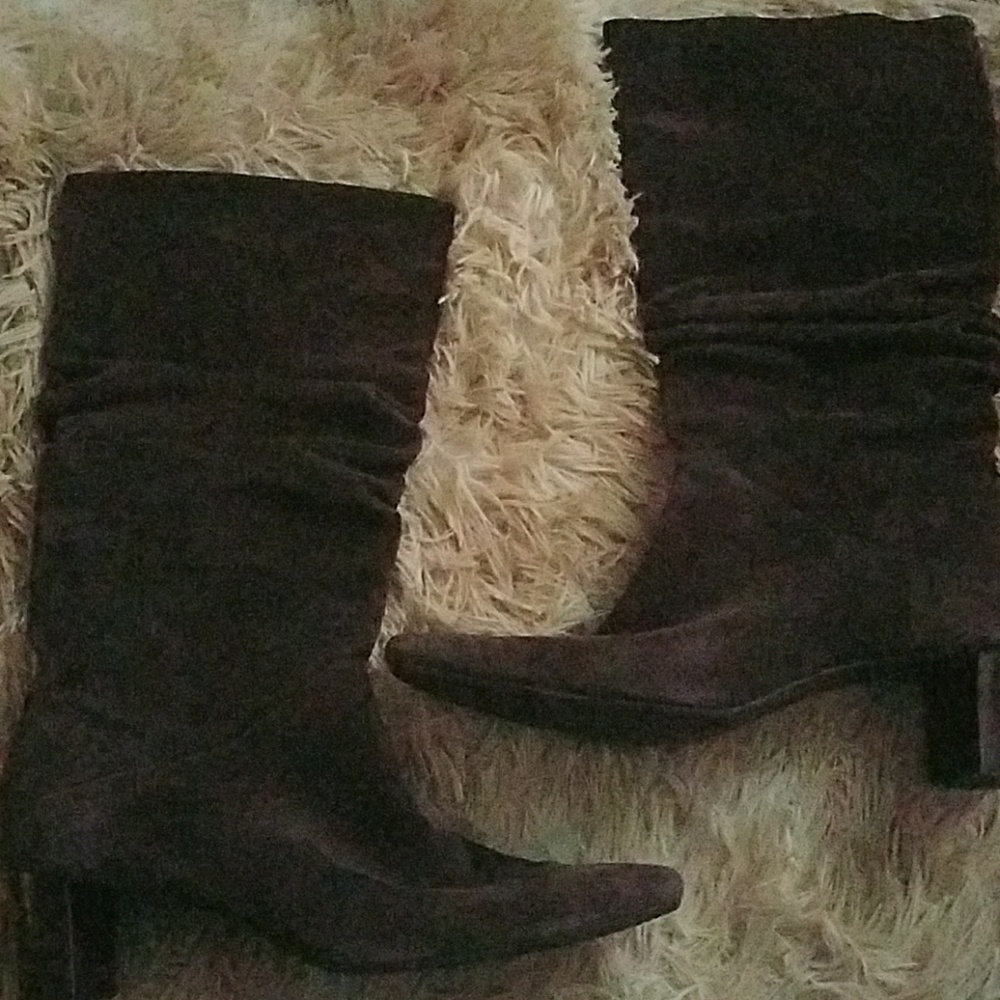 Brown suede boots